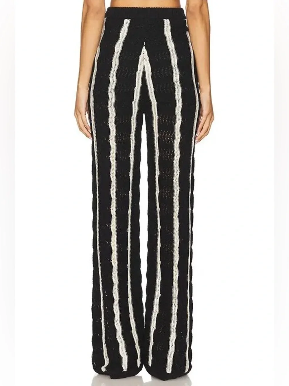 Central Park West High-Rise Wide-Leg Crochet-Knit Pants Novelty Stitch Small NWT - Picture 6 of 15